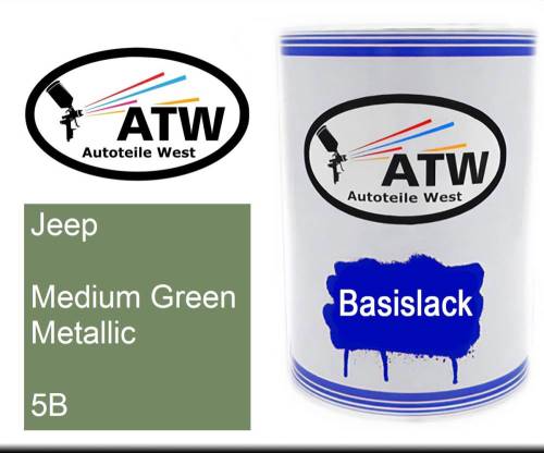 Jeep, Medium Green Metallic, 5B: 500ml Lackdose, von ATW Autoteile West.